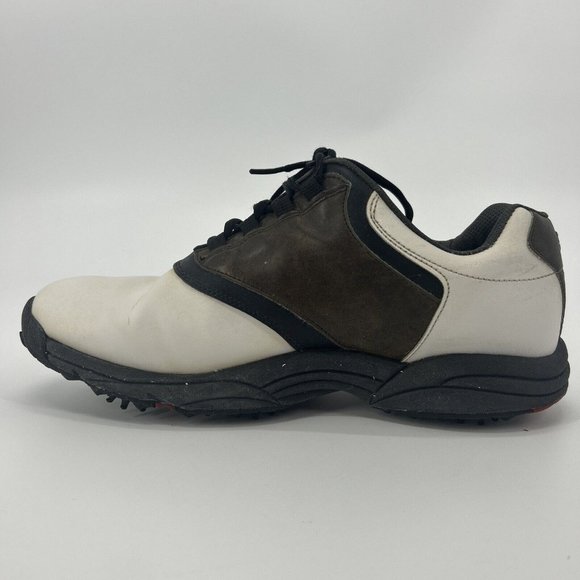 Footjoy‎ Golf Shoes Mens Size 11.5W Brown/White Saddle Soft Spikes Greenjoys - Picture 4 of 16